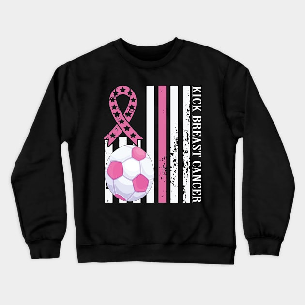 Kick Breast Cancer Awareness Soccer Pink Ribbon Crewneck Sweatshirt by DODG99